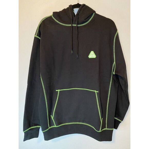 Palace Neo Stitch Hoodie Black/Neon Green Stitching Size M MSRP $275 NWT - Picture 1 of 7
